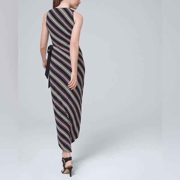 WHITE HOUSE BLACK MARKET | Striped Matte Jersey Midi Faux-Wrap Dress - Picture 2 of 4